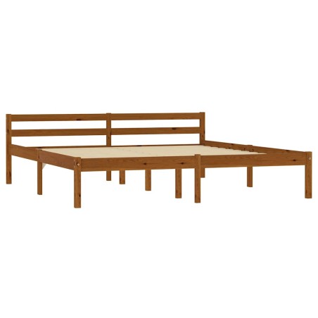 Cadre de lit sans matelas marron miel bois massif pin 180x200cm