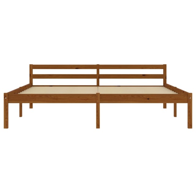 Cadre de lit sans matelas marron miel bois massif pin 180x200cm