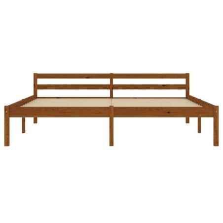 Cadre de lit sans matelas marron miel bois massif pin 180x200cm