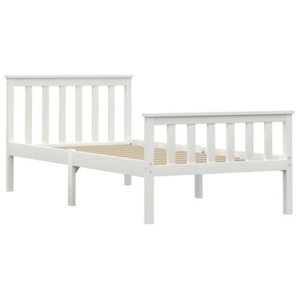 Cadre de lit sans matelas blanc bois de pin massif 100x200 cm 2