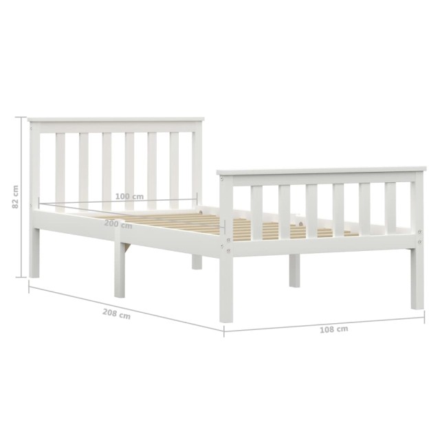 Cadre de lit sans matelas blanc bois de pin massif 100x200 cm