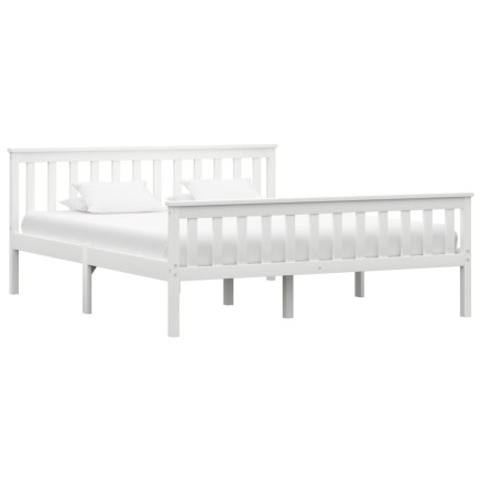 Cadre de lit sans matelas blanc bois de pin massif 160x200 cm