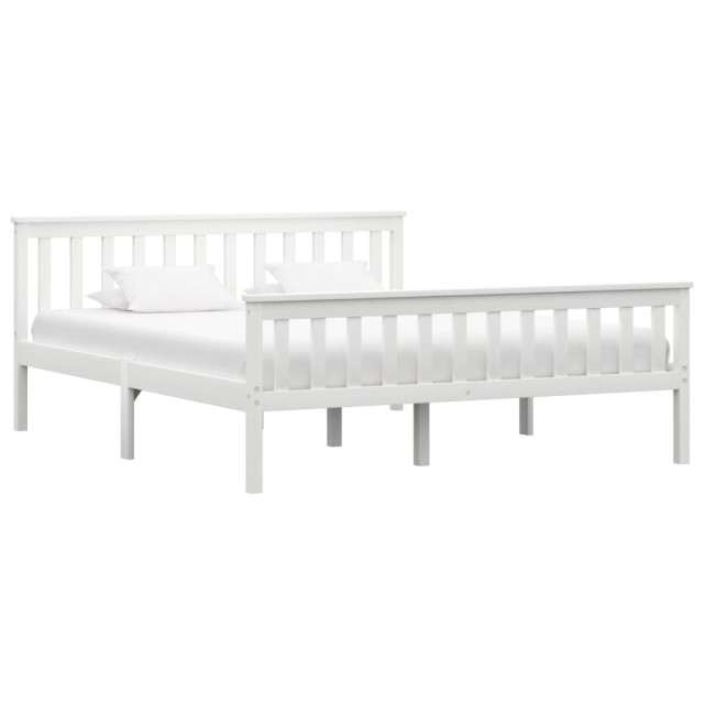 Cadre de lit sans matelas blanc bois de pin massif 160x200 cm