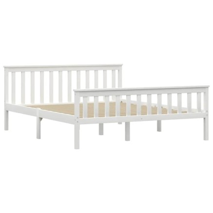 Cadre de lit sans matelas blanc bois de pin massif 160x200 cm 2