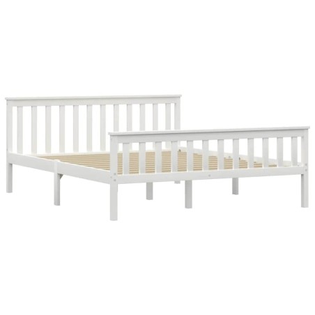 Cadre de lit sans matelas blanc bois de pin massif 160x200 cm