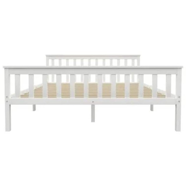 Cadre de lit sans matelas blanc bois de pin massif 160x200 cm