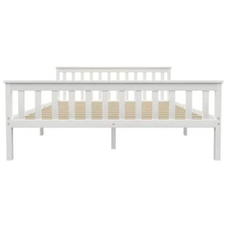 Cadre de lit sans matelas blanc bois de pin massif 160x200 cm