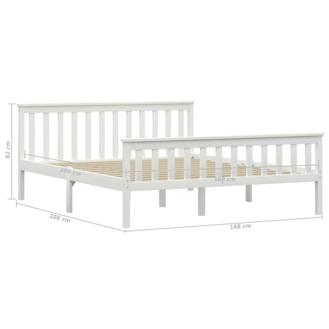 Cadre de lit sans matelas blanc bois de pin massif 160x200 cm