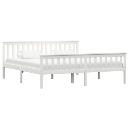 Cadre de lit sans matelas blanc bois massif de pin 180x200 cm