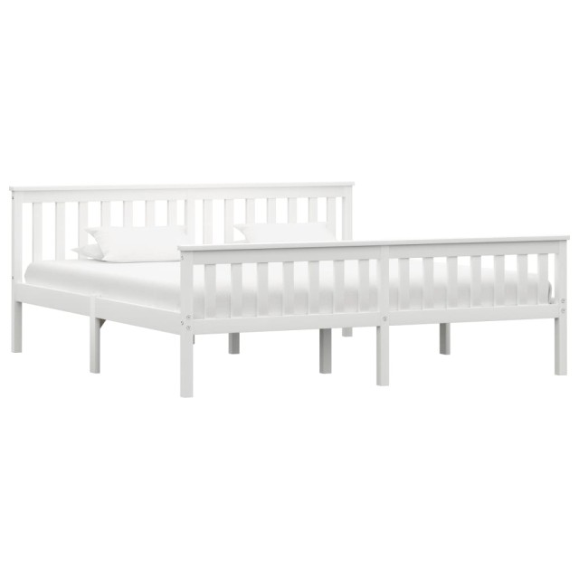 Cadre de lit sans matelas blanc bois massif de pin 180x200 cm