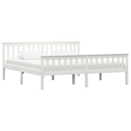 Cadre de lit sans matelas blanc bois massif de pin 180x200 cm