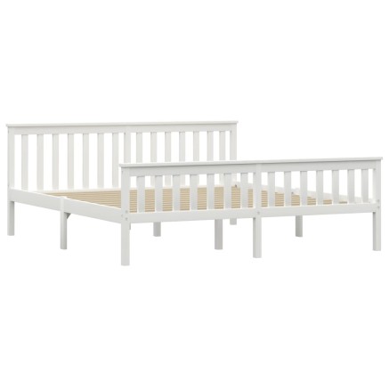 Cadre de lit sans matelas blanc bois massif de pin 180x200 cm 2