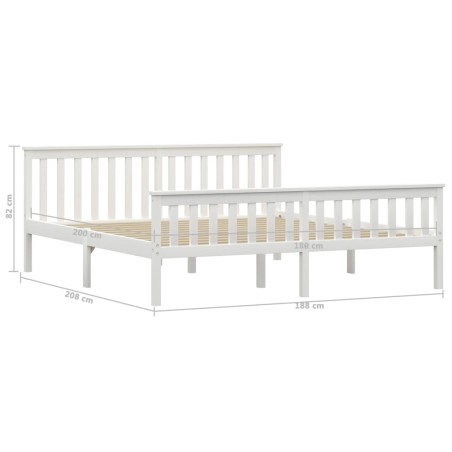 Cadre de lit sans matelas blanc bois massif de pin 180x200 cm
