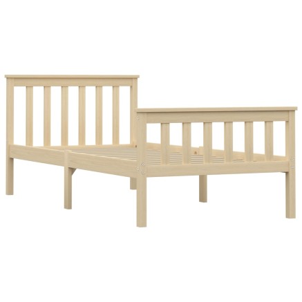 Cadre de lit sans matelas naturel bois massif de pin 100x200 cm 2