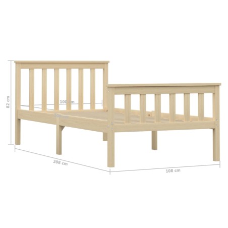 Cadre de lit sans matelas naturel bois massif de pin 100x200 cm