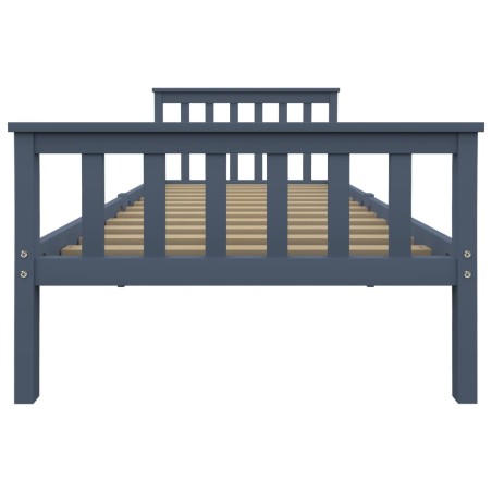 Cadre de lit sans matelas gris bois massif de pin 100x200 cm