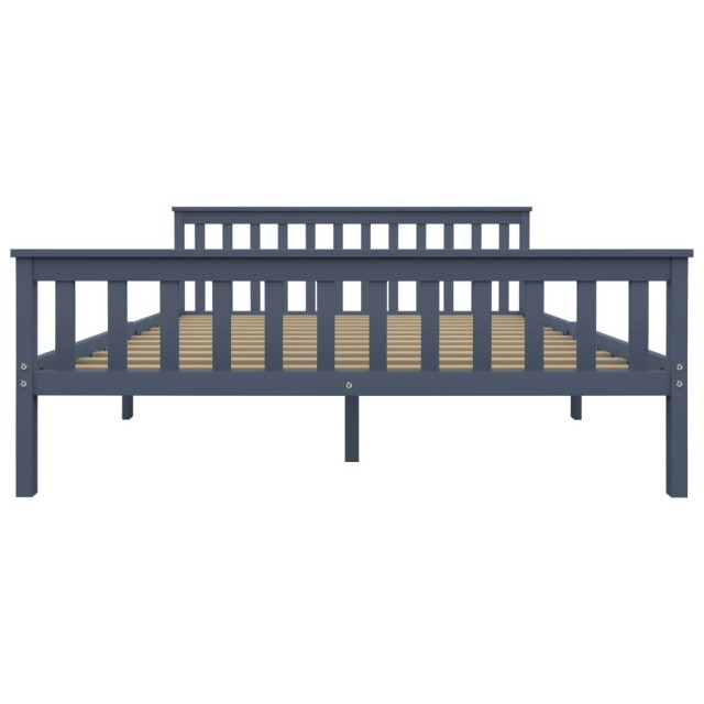 Cadre de lit sans matelas gris bois massif de pin 160x200 cm
