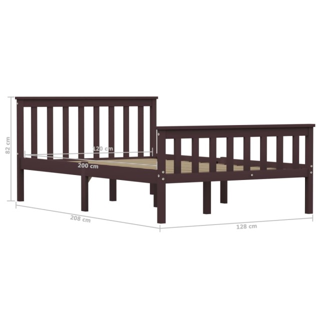 Cadre de lit sans matelas marron foncé pin massif 120x200 cm