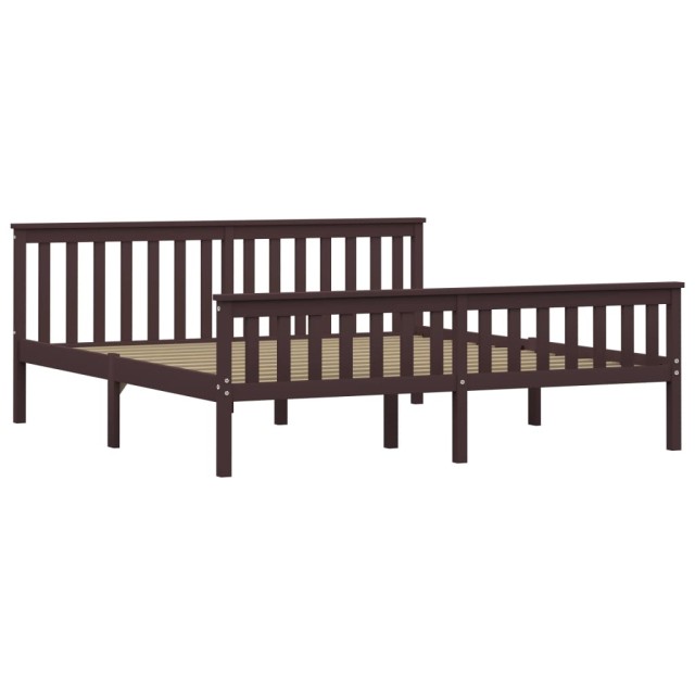 Cadre de lit sans matelas marron foncé pin massif 180x200 cm