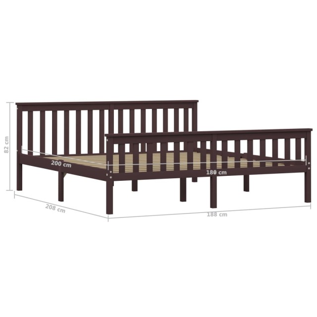 Cadre de lit sans matelas marron foncé pin massif 180x200 cm