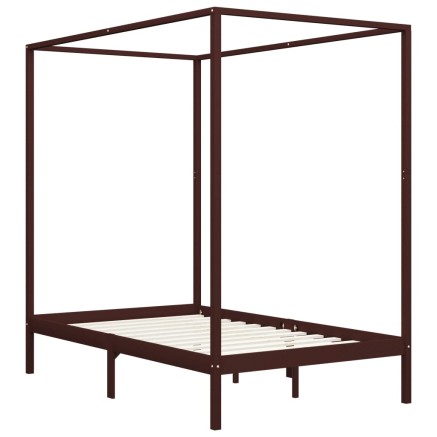 Cadre de lit à baldaquin sans matelas bois massif 120x200 cm 2