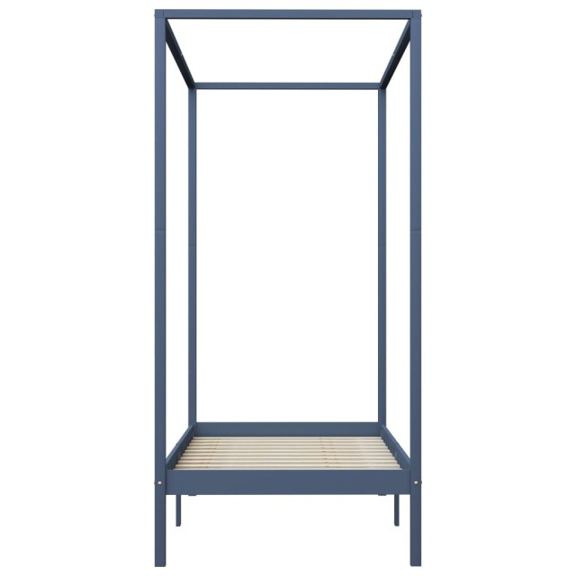 Cadre de lit à baldaquin sans matelas gris bois massif 90x200cm