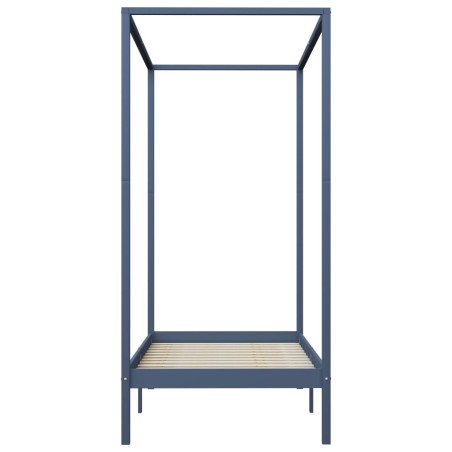 Cadre de lit à baldaquin sans matelas gris bois massif 90x200cm