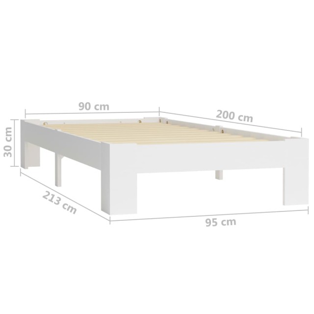 Cadre de lit sans matelas blanc bois de pin massif 90x200 cm