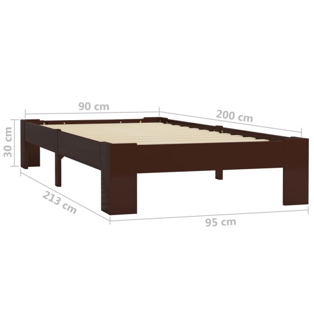 Cadre de lit sans matelas marron foncé bois pin massif 90x200cm