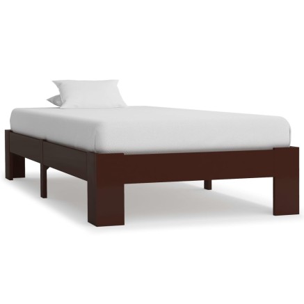 Cadre de lit sans matelas marron foncé pin massif 100x200 cm