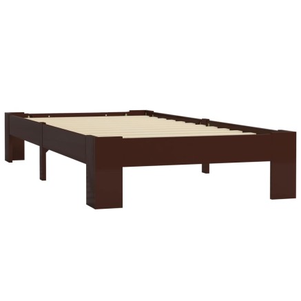 Cadre de lit sans matelas marron foncé pin massif 100x200 cm 2