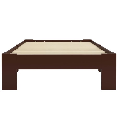 Cadre de lit sans matelas marron foncé pin massif 100x200 cm