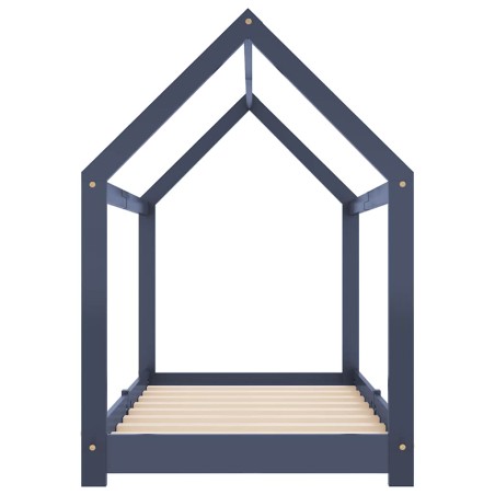 Cadre de lit d'enfant Gris Bois de pin massif 70x140 cm