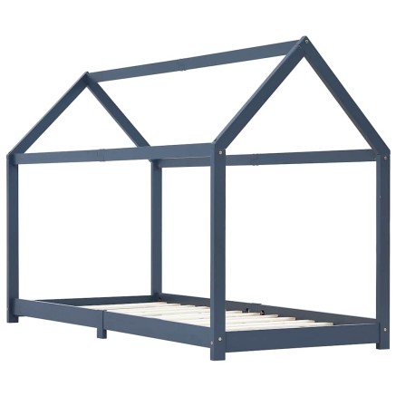 Cadre de lit d'enfant Gris  Bois de pin massif 90 x 200 cm 2