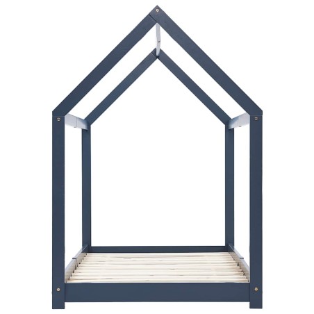 Cadre de lit d'enfant Gris  Bois de pin massif 90 x 200 cm