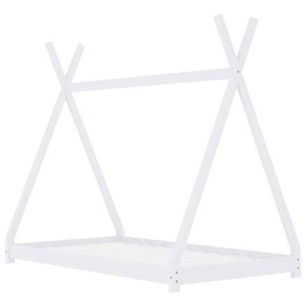 Cadre de lit d'enfant Blanc Bois de pin massif 80x160 cm 2