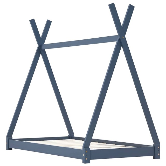 Cadre de lit d'enfant Gris Bois de pin massif 70x140 cm