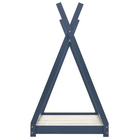 Cadre de lit d'enfant Gris Bois de pin massif 80x160 cm