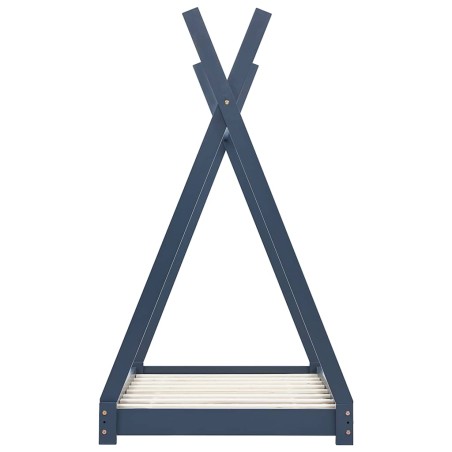 Cadre de lit d'enfant Gris  Bois de pin massif 90 x 200 cm