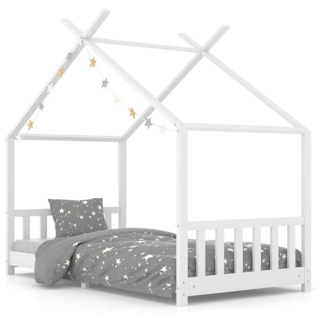 Cadre de lit d'enfant Blanc Bois de pin massif 90 x 200 cm