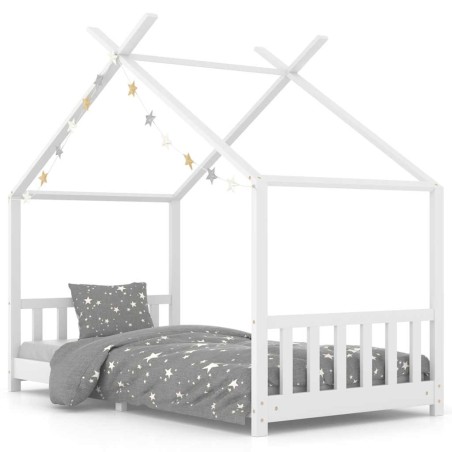 Cadre de lit d'enfant Blanc Bois de pin massif 90 x 200 cm