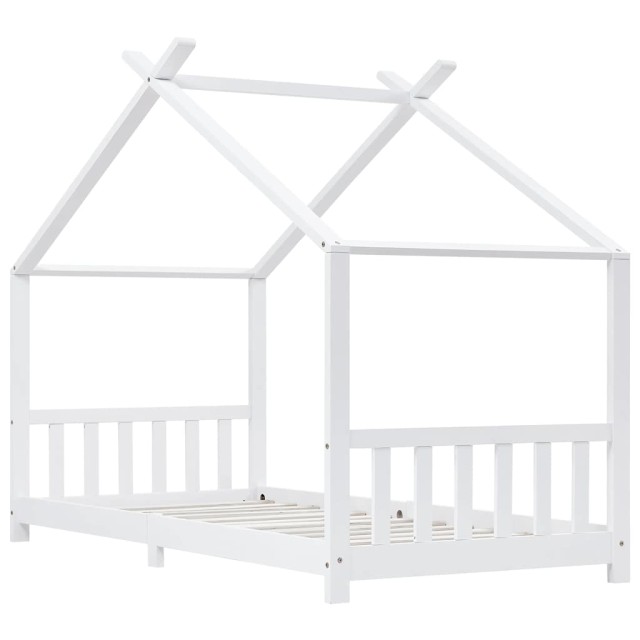 Cadre de lit d'enfant Blanc Bois de pin massif 90 x 200 cm