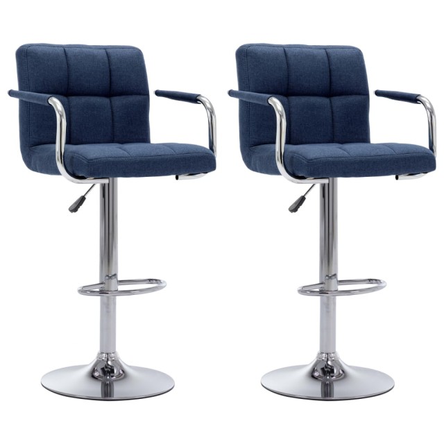 Chaises de bar lot de 2 bleu tissu