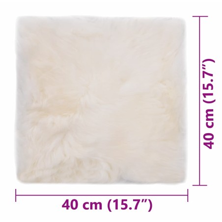 Coussins de chaise lot de 2 Blanc Peau de mouton véritable
