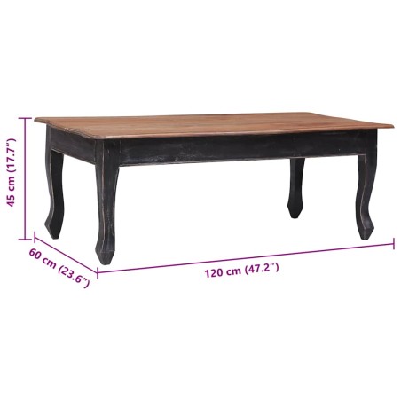 Table basse Noir 120x60x45 cm Bois d'acajou massif