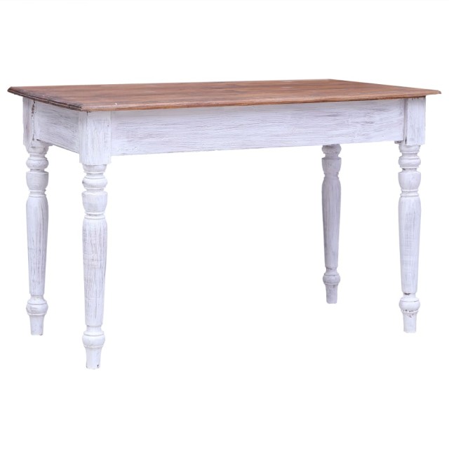 Bureau avec tiroirs blanc 117x57x75 cm bois d'acajou massif