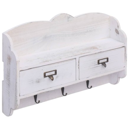 Porte-manteau mural Blanc 50x10x34 cm Bois 2