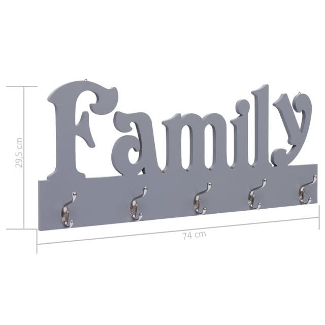 Porte-manteau mural FAMILY Gris 74x29,5 cm