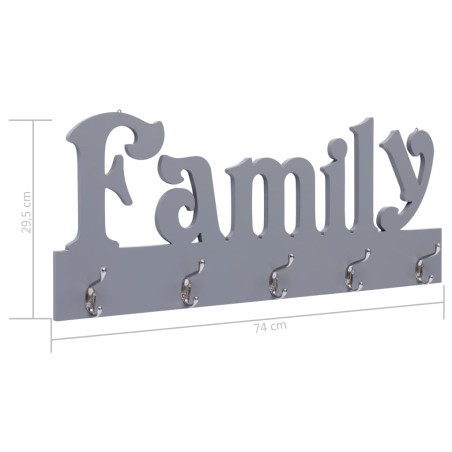Porte-manteau mural FAMILY Gris 74x29,5 cm