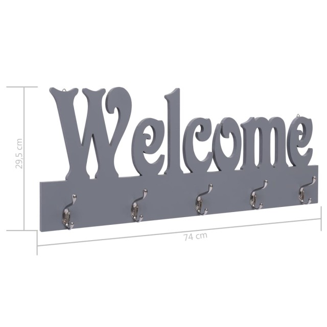 Porte-manteau mural WELCOME Gris 74x29,5 cm
